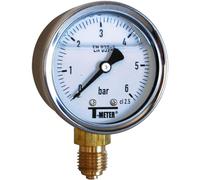 Syveco 1612004 Série 1612 Boîtier en acier inoxydable avec indicateur de pression pour salle de bain, radial, 1/4" BSP 50 mm de diamètre, 0/4 bar