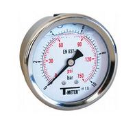 Syveco 1612005 Série 1612 Boîtier en acier inoxydable avec indicateur de pression pour salle de bain, radial, 1/4" BSP 50 mm de diamètre, 0/6 bar