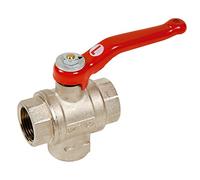 Syveco 534005 Série 534 Robinet à bille en laiton, PN25, série 3 voies, 3 positions, lumière en forme de L, 3/4" BSP