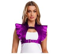 Sywiyi Armure d'épaule, pour femme, métallisé, brillant, avec boucles, accessoire de costume pour fête rave, carnaval, violet, taille XL