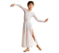 Sywiyi Chemise Corps Pour Le Tango Et Les Danses Latino Américaines Pour Enfants Et Adolescents Maillot Gymnastique Rythmique Avec Pantalon Tutu Complet Pour La Blanc 5-6 ans