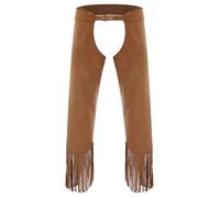Sywiyi Costume Cowboy Ranger Rodeo Wild West Homme Pantalon Cowboy Vintage Pantalon En Daim Costume Traditionnel Hippie Déguisement Carnaval Halloween Brun XXL