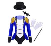 Sywiyi Costume Dompteur Cirque Mädchen Costume Carnaval Halloween Jungen Justaucorps Maître Du Cirque Dompteur Présentateur Entraîneur Tenue Déguisement Noël Ans Bleu royal 13-14 ans