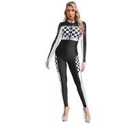 Sywiyi Costume Pilote De Course Femme Combinaison De Pilote Voiture Course Sexy Costume Racer Body Danse Gymnastique Tenue Fête À Thème Carnaval Noir S