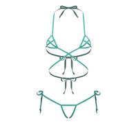Sywiyi Ensemble De Micro Bikini pour Femme Micro Bra Tiny Slip Soutien Gorge en Halter avec Culotte Ensemble De Soutien Gorge Et Culotte Bleu Ciel Taille Unique