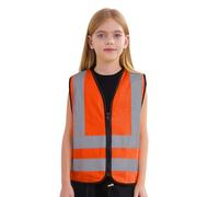 Sywiyi Gilet Haute Visibilité Pour Enfants Et Adolescents Unisex Vestes Réfléchissantes Sans Manches Avec Fermeture Éclair Gilet De Sécurité Veste Costume Pour B Orange 7-10 Years