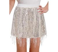 Sywiyi Going to The Latin American Ball Tango Cha Cha Little Girl with Tassels Ballet Skirts Modern Dance Jazz Salsa with Fringe Dance Practice Clothing Argent 7-8 Ans
