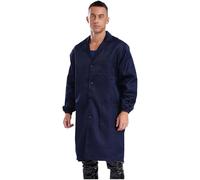 Sywiyi Manteau de travail pour homme - Bleu gris - Manches longues - Avec poches - Boutonnière - Vêtement de travail pour adulte - Pour atelier, laboratoire, Bleu marine, 3XL