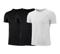 Sywiyi Pack De 3 Tshirts pour Enfant Garçon Tshirt Manches Courtes Tee Shirt Chemise Unie Vêtements Dété À Séchage Rapide Jersey Top Sportif Noir et Noir et Blanc 14-16 Ans