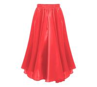 Sywiyi Robe de Danseuse Flamenco pour Enfants - Jupe de Danse pour Corrida espagnole - Jupe Ample Swing Unie Costume Rumba, Salsa, Tango et Danse du Ventre Rouge 7-8 Ans