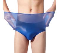 Sywiyi Slip pour homme brillant en nylon - Tanga - Sous-vêtements taille haute - Slip transparent sans couture - Lingerie - Pyjama, bleu, taille unique