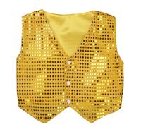 Sywiyi Veste de Danse pour Garçons Gilet de Clown Hip Hop à Paillettes Veste sans Manches Tenue pour Théâtre Spectacle Essais Jazz Carnaval Anniversaire Or 3-4 Ans