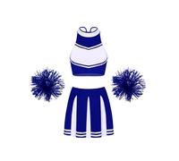 Sywiyi Vestimenta Cheerleader Femme Costume Cheerleading Carnaval Ou Événement Sportif Uniforme Scolaire Crop Top Jupe Plissée Pompon Costume Halloween Tenue B Bleu Royal XXL