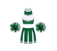Sywiyi Vestimenta Cheerleader Femme Costume Cheerleading Carnaval Ou Événement Sportif Uniforme Scolaire Crop Top Jupe Plissée Pompon Costume Halloween Tenue B Vert XXL