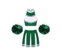 Sywiyi Vestimenta Cheerleader Femme Costume Cheerleading Carnaval Ou Événement Sportif Uniforme Scolaire Crop Top Jupe Plissée Pompon Costume Halloween Tenue Un vert S