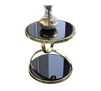 Sywlwxkq 18,9 & Prime; Café Rond créatif/Table d'appoint/Table d'appoint à 2 Niveaux en Verre trempé de Mode en Acier Inoxydable Base en Or pour Salon Chambre à Coucher