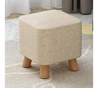 Sywlwxkq Repose-Pieds carré en Bois Pouf Chaise rembourrée Pouf Tabouret avec 4 Pieds, Tabouret de Changement de Chaussures avec Housse en Lin Amovible, Face unie-28 * 28 * 25cm