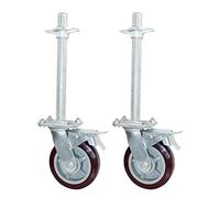 Sywlwxkq Roulettes de Transport Robustes en Caoutchouc et Polyuréthane - Pivotantes Avec Freins, Charge 600 kg, Pour Échafaudage, Vis d'Extension de 60