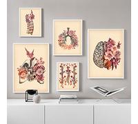 SYXBEIVK Vintage poumon crâne colonne vertébrale anatomie humaine médecine mur Art toile peinture nordique affiches et impressions photos murales pour salon pas de cadre