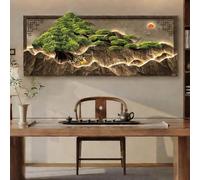 SYXHJTFZ Art Mural en Grès LED 3D Sculpture Murale en Relief avec Lumières Enfichables, Peinture Décorative for Salon, Chambre À Coucher, Entrée(D,70.9x29.5in)