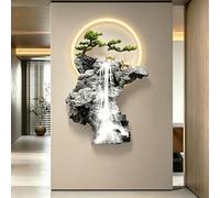 SYXHJTFZ Déco Murale 3D LED Panneau Installation Spécialisé, Rivière Porte-Bonheur Pin d'Accueil Luxe Neo-Chinois Wabi-Sabi pour Entrée Porche Mur Face(D,40 * 60cm/15.7 * 23.6in)