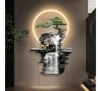 SYXHJTFZ Déco Murale 3D LED Panneau Installation Spécialisé, Rivière Porte-Bonheur Pin d'Accueil Luxe Neo-Chinois Wabi-Sabi pour Entrée Porche Mur Face(A,100 * 150cm/39.4 * 59.1in)