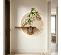 SYXHJTFZ Décoration Murale 3D en Grès Forme Lune à LED, Étagère Rangement Vase Plante Artificielle Déco Salon Chambre Entrée Maison(D,85 * 70cm/33.5 * 27.6in)