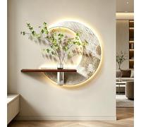SYXHJTFZ Décoration Murale 3D en Grès Forme Lune à LED, Étagère Rangement Vase Plante Artificielle Déco Salon Chambre Entrée Maison(A,65 * 50cm/25.6 * 19.7in)