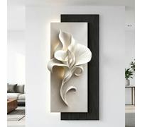 SYXHJTFZ Décoration Murale LED Fleur Grès 3D Multicouche Moderne, Sculpture Florale Abstraite Sans Bordure Lumière Chaleureuse(C,60 * 120cm/23.6 * 47.2in)