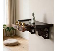 SYXHJTFZ Étagère d'autel Murale décorative en Bambou | Table d'autel prête à l'emploi avec tablette rétractable pour méditation et prière à domicile(50cm/19.7in)