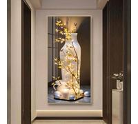 SYXHJTFZ Tableau Mural LED 3D Moderne for Salon, Décoration Murale À Intensité Variable avec Télécommande, Cadre en Alliage D'aluminium(D,19.69x39.37in)