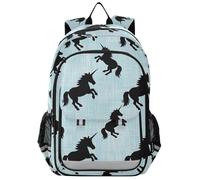 SyXIOP accessoires de sac à dos pour enfants 8-12 : sac à livres décontracté pour enfants dans des couleurs assorties - Silhouette de licornes bleues de dessin animé