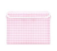 SyXIOP Bac de rangement cube pliable avec poignées Motif à carreaux Rose 40 l Conteneur décoratif avec couvercles pour chambre à coucher, placard, salon 42 x 32 x 30 cm