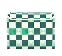 SyXIOP Bacs de rangement pliables extra larges avec poignées et couvercle décoratif pour placard et linge, 42 x 32 x 30 cm, couleur crème vichy jade