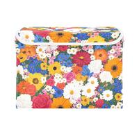 SyXIOP Beauty Spring Flowers Florida Tickseed Lot de 2 bacs de rangement cubiques pliables avec poignées pour salle de classe, Noël, chambre à coucher, placard, salon, 42 x 32 x 30 cm