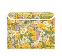 SyXIOP Beauty Spring Flowers Goldenrod_00136_4 - Bacs de rangement pliables transparents empilables avec poignées - Sac de rangement robuste pour placard et buanderie - 42 x 32 x 30 cm