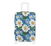 SyXIOP Belle housse de protection élastique pour valises de 45,7 à 81,3 cm - Motif fleurs bleues et blanches, Belles fleurs bleues et blanches, L 26-28 in, Classique