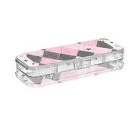 SyXIOP Boîte à crayons rigide transparente à double étage pour loisirs créatifs Motif grille gothique Rose