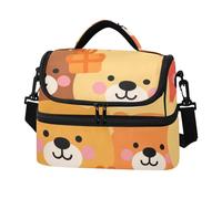 SyXIOP Boîte à déjeuner isotherme double couche motif dessin animé mignon bière orange très résistant à l'huile avec soutien solide pour adultes hommes femmes loncheras para hombres de