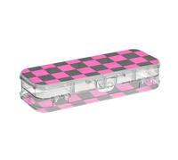 SyXIOP Boîte de rangement transparente double couche pour fournitures artistiques avec couvercle hermétique Motif Buffalo Plaid Check Noir
