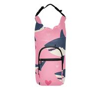 SyXIOP Bouteille d'eau pliable Happy Valentine dessin animé requin poisson rose bouteille de randonnée sac à dos 50/61/81/1,2 l pour la marche quotidienne, la randonnée et d'autres activités de plein