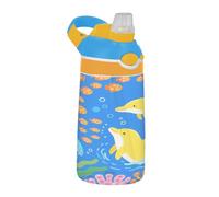 SyXIOP Bouteille d'eau pour enfants avec couvercle à bec verseur anti-fuite en Tritan légère pour l'école, le sport, la garderie, le camping, motif de dauphin jaune