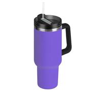 SyXIOP Bouteille d'eau sous vide à large goulot avec poignée et paille - Résistante aux fuites - Tasse à café décorative pour la maison, le bureau ou la voiture - 1,2 l - Violet macaron