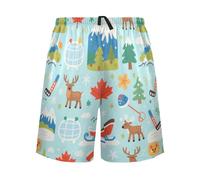 SyXIOP Canada Winter Scenery Deer Colorful Short Pyjama Hommes Pantalon de pyjama mince pour hommes pour des cadeaux amusants, canada paysage d'hiver cerf coloré, L