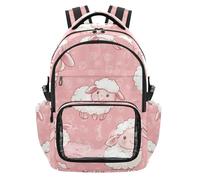 SyXIOP Cartoon Chidish Mouton blanc mignon sac à dos transparent pour école sac à dos transparent grande capacité pour école, voyage, entraînement, âge 7-18 ans mochilas escolares para nino
