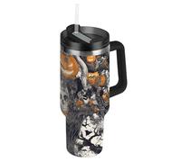 SyXIOP Cartoon Evil Bouteille d'eau sous vide à large goulot avec paille, couvercle anti-fuite et paille, tasse isotherme décorative pour eau, thé glacé ou café
