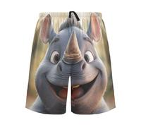 SyXIOP Cartoon Funny Rhinoceros Happy Casual Pj Pants Men Christmas Pyjama Bottoms Men for Birthday Gifts, dessin animé drôle rhinocéros heureux, XL