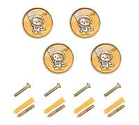 SyXIOP Cat Land on Mars Lot de 4 poignées et boutons de commode Boho Hardware 32 mm pour chambre à coucher