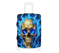 SyXIOP Cool Bad Ass Housse de bagage élastique résistante aux rayures Motif tête de mort Noir et bleu 45,7 à 81,3 cm, Cool Bad Ass et bleu, S 18-20 in, Classique