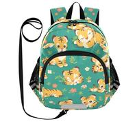SyXIOP Cute Ears Cool Sacs à dos Laisse Petites Filles Sac d'école Anti-Perte avec Bande Réfléchissante Dessin Animé Tigres Rusés Vert, Dessin animé Tigres rusés Vert, S, Décontracté